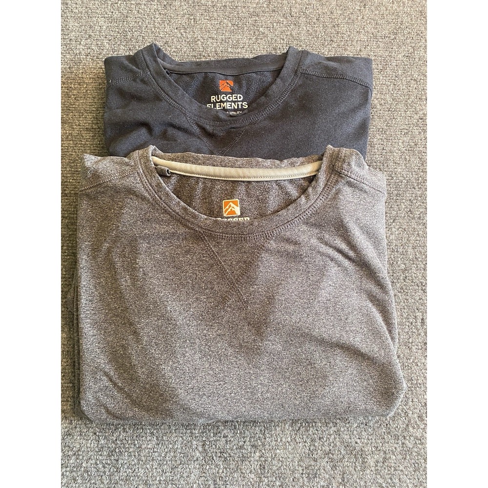 Rugged Elements Men's 2-Pack Sueded Long Sleeve Crew Tee, Grey/Blue, Size XL